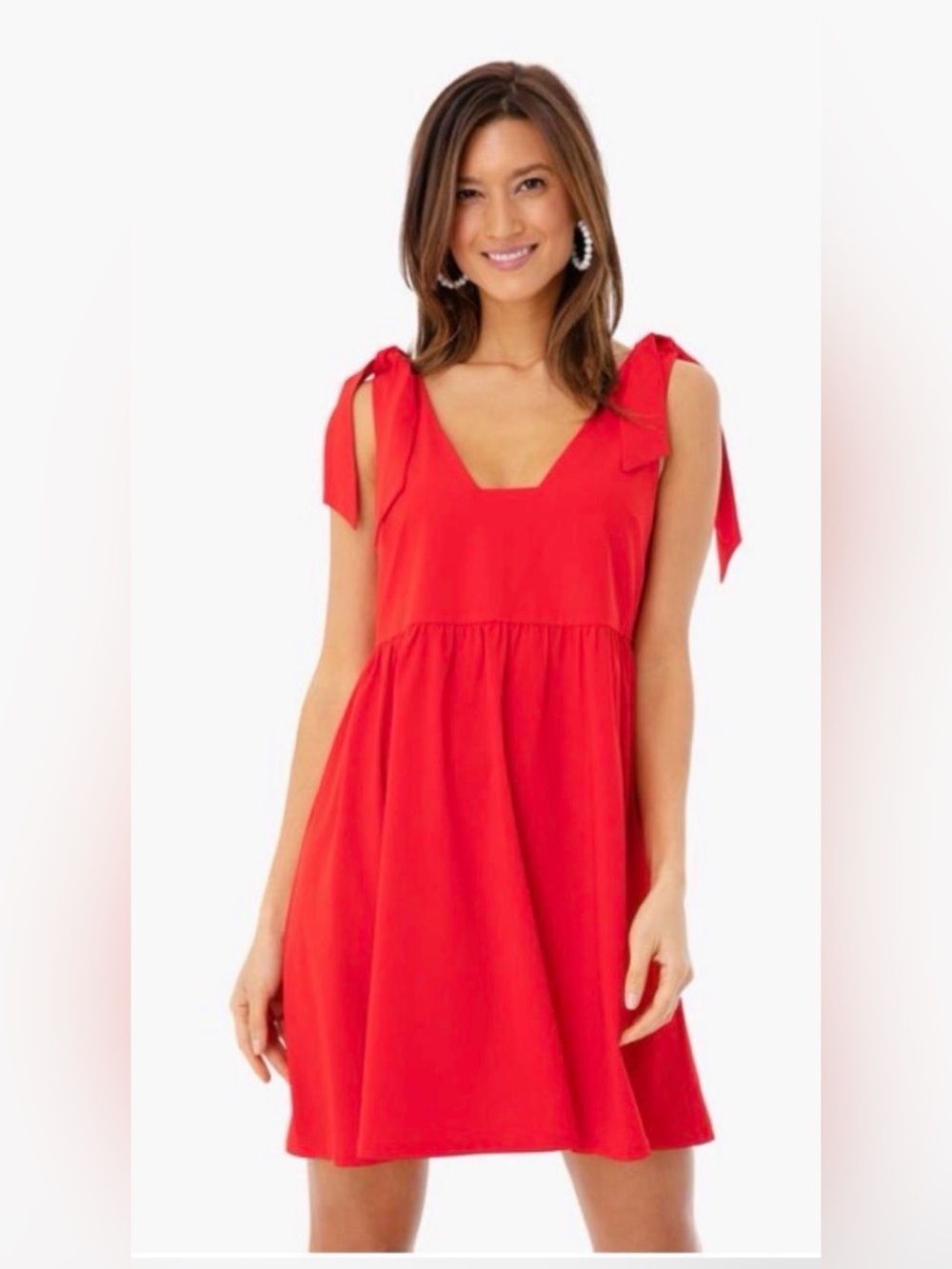 Tuckernuck Pomander Place Red V Neck Bow Shoulder Mini Dress Size Small